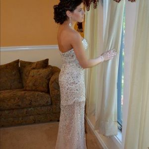 Gold beaded prom dress